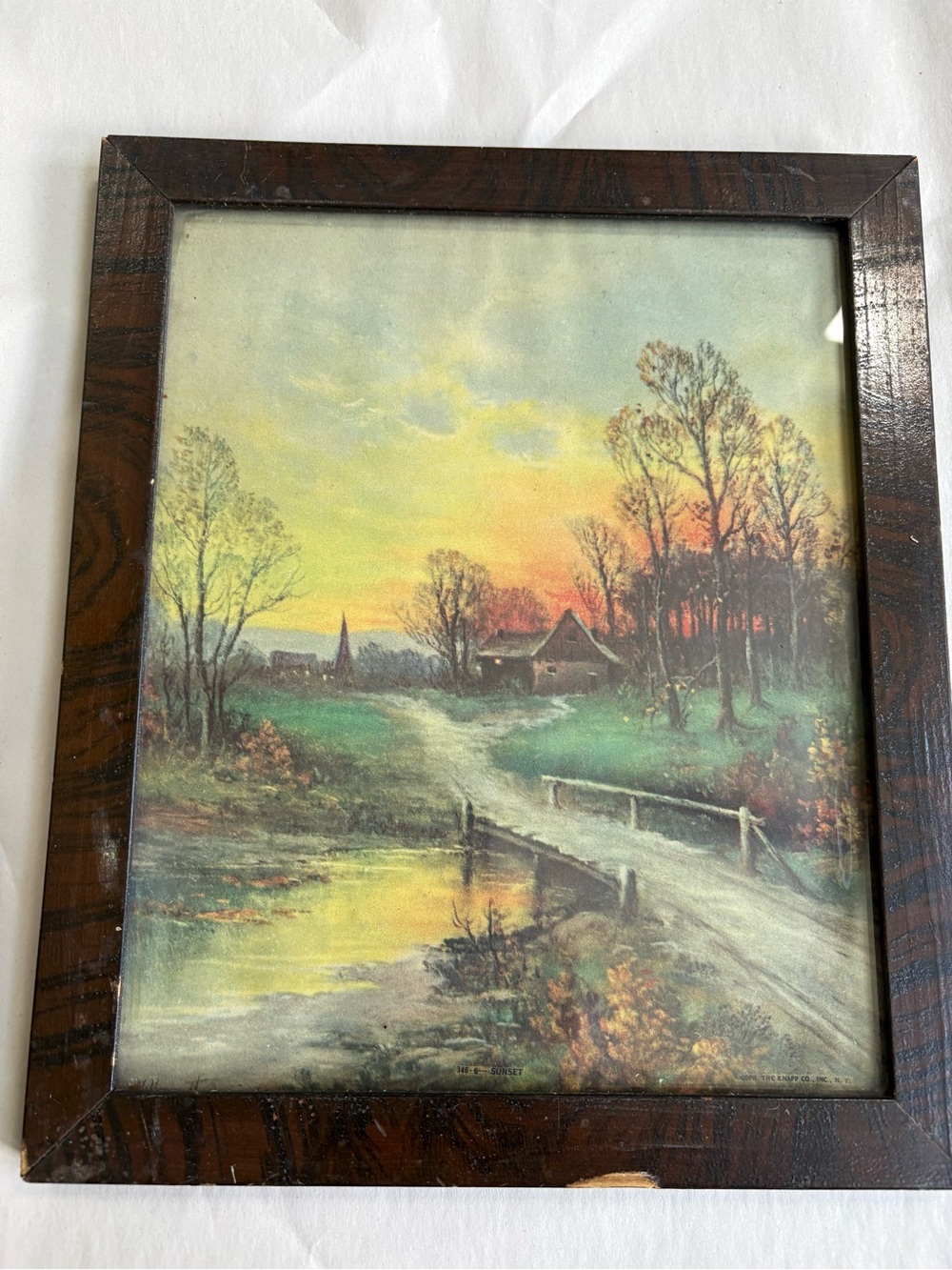 vintage lithograph print titled "Sunset," 1880’s-early 1900’s